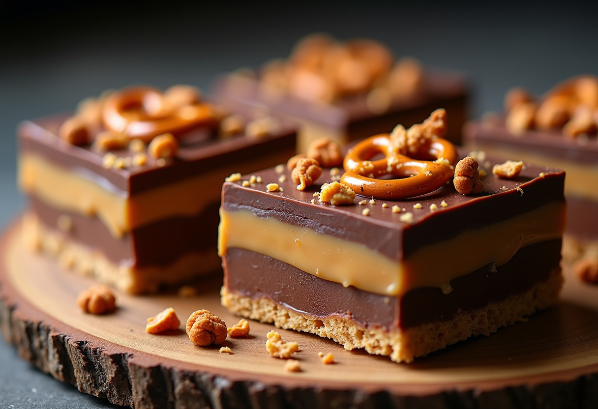 Chocolate Caramel Peanut Butter Pretzel Bars
