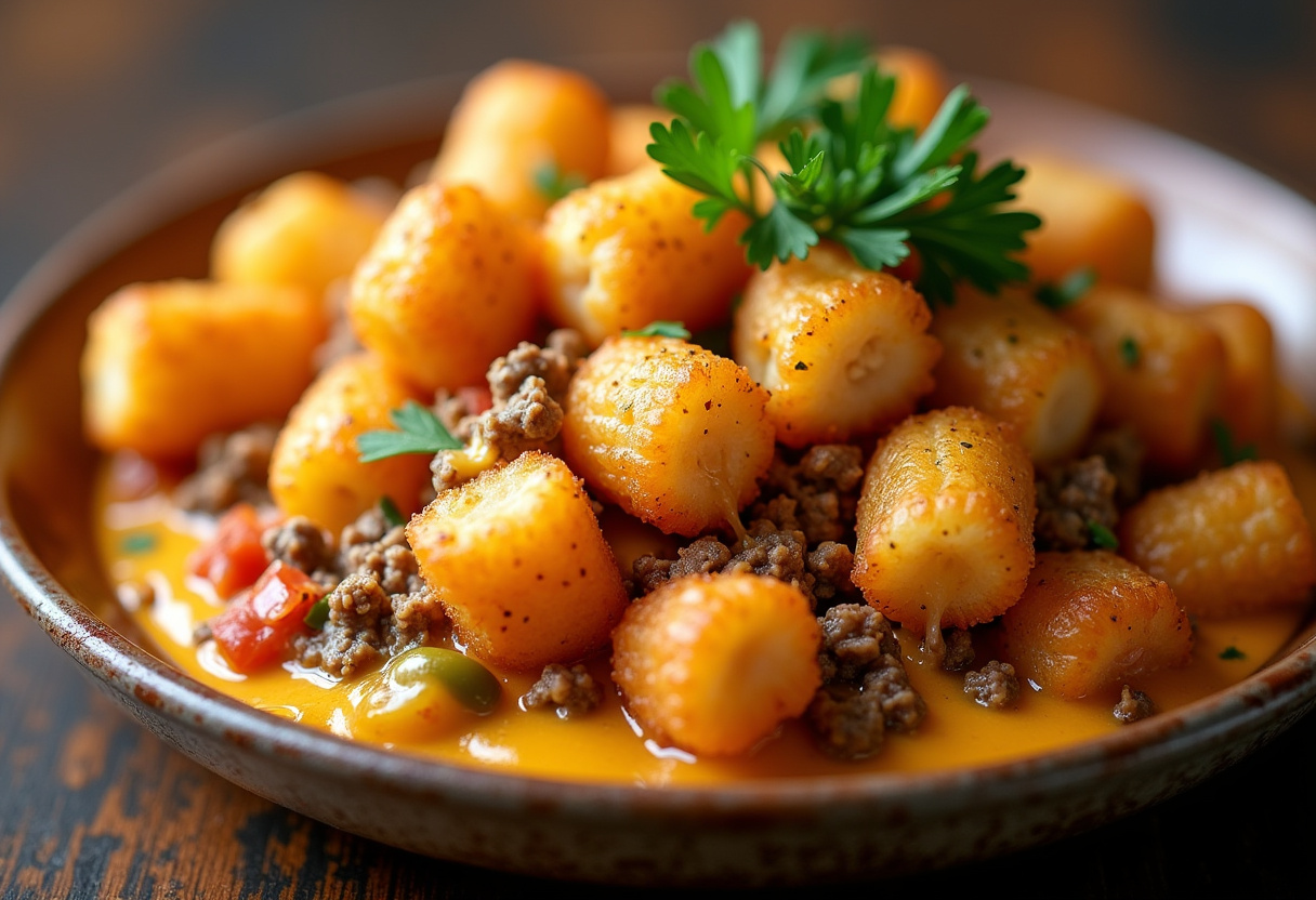Cheesy Tater Tot Casserole with Ground Beef and Rotel