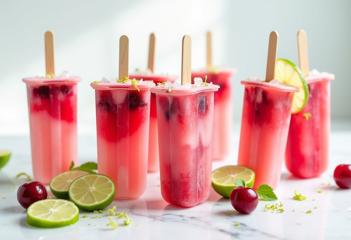 Cherry Lime Ice Pops