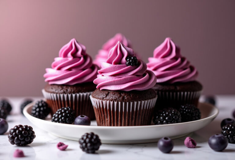 Chocolate Cupcakes with Blackberry Buttercream