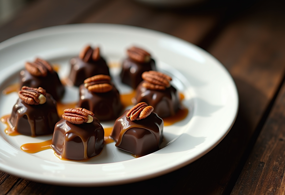 Chocolate Pecan Turtle Clusters