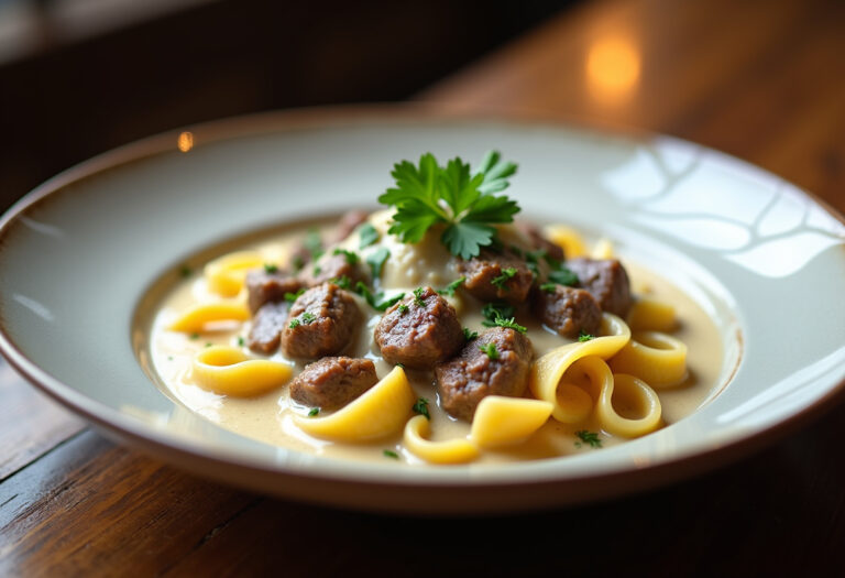 Creamy Beef and Bowtie Pasta