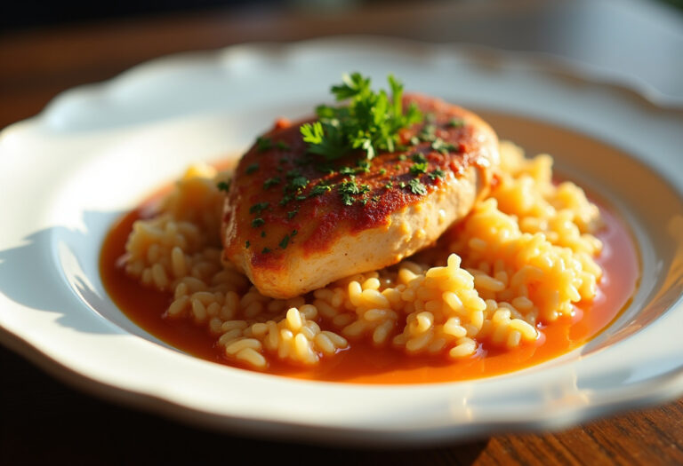 Creamy Paprika Chicken with Tender Rice in a Velvety Sauce
