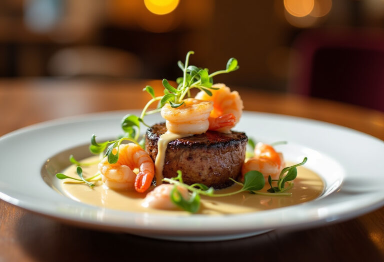 Filet Mignon with Shrimp and Lobster Cream Sauce
