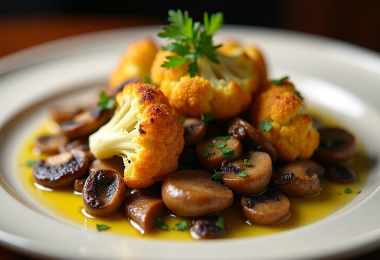 Garlic Cauliflower and Mushrooms