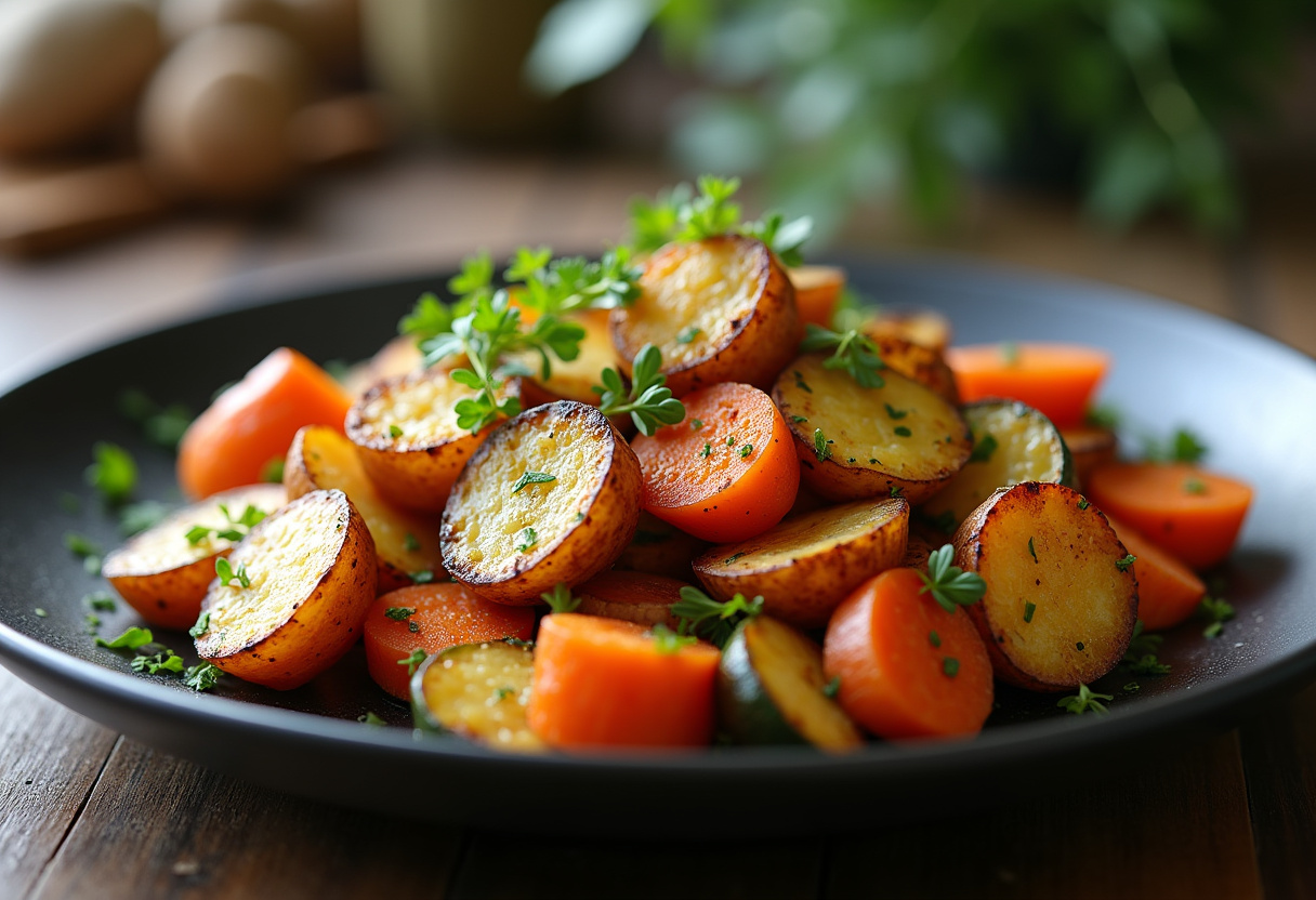 Garlic Herb Roasted Potatoes, Carrots, and Zucchini