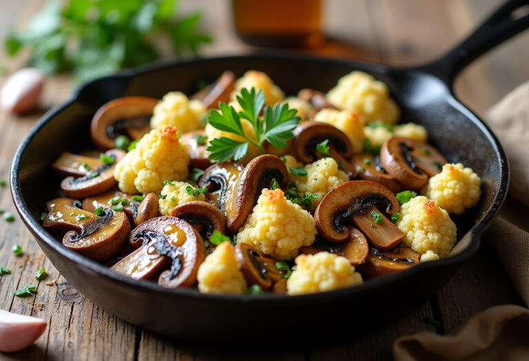 Garlic Mushrooms Cauliflower Skillet