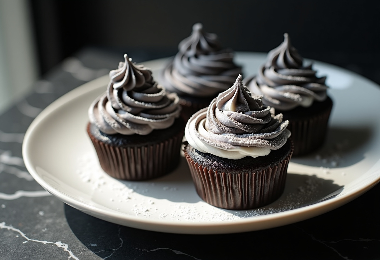 Marble Black and White Cupcakes