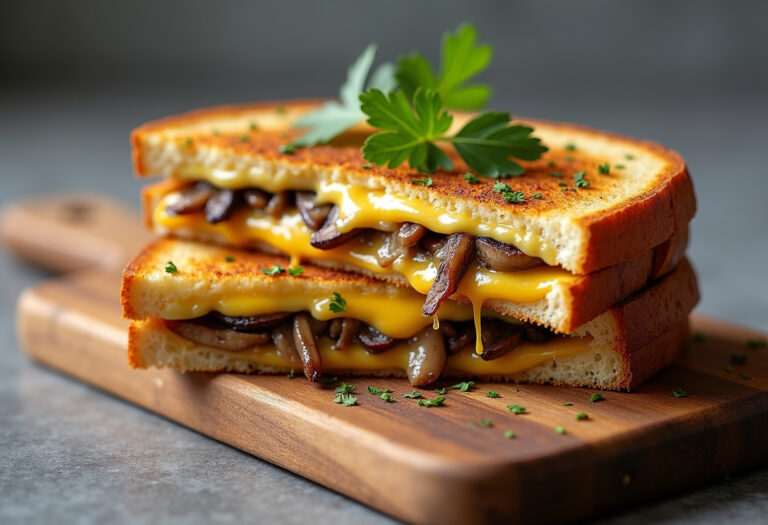 Mushroom Onion Gouda Grilled Cheese