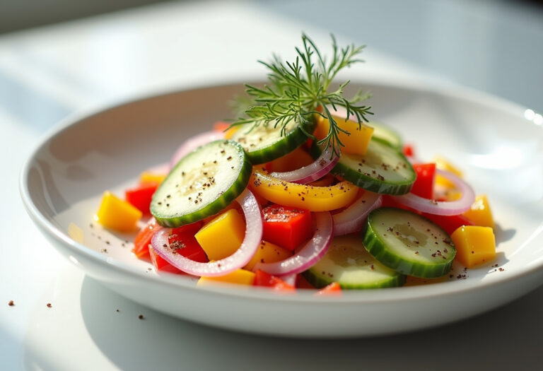 Pickled Cucumber, Onion, and Bell Pepper Salad