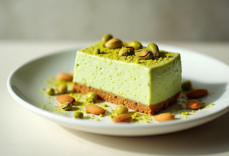 Pistachio Cheesecake with Almond Crust