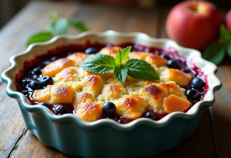 Summer Peach and Blueberry Cobbler
