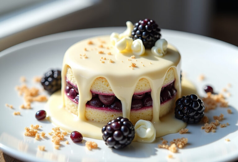 White Chocolate Blackberry Poke Cake