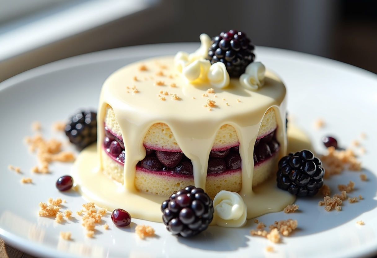 White Chocolate Blackberry Poke Cake