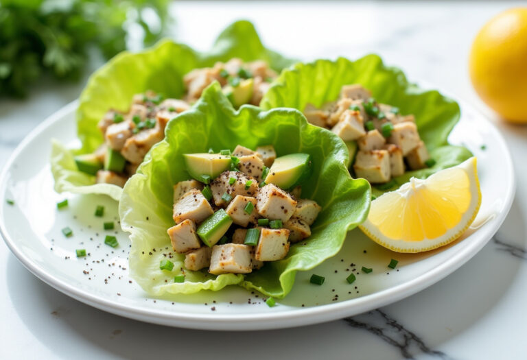 Avocado Chicken Salad Lettuce Wraps