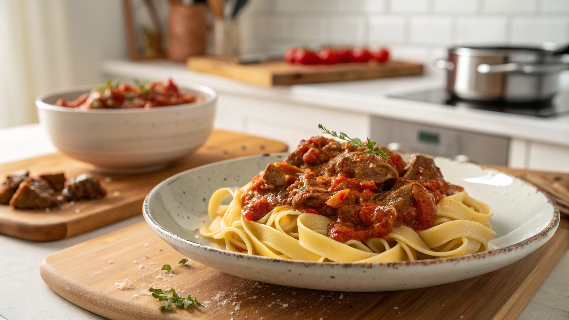 Beef Pasta in Tomato Sauce