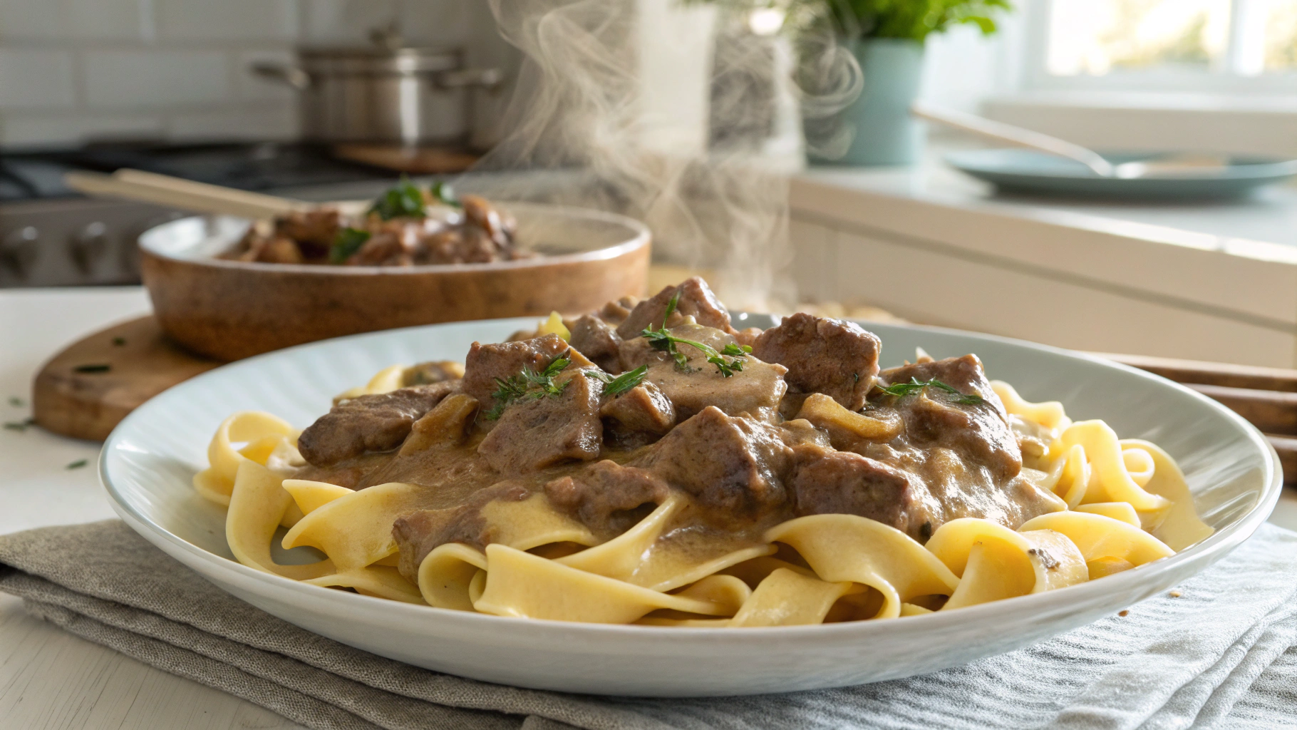 Beef Stroganoff with Egg Noodles