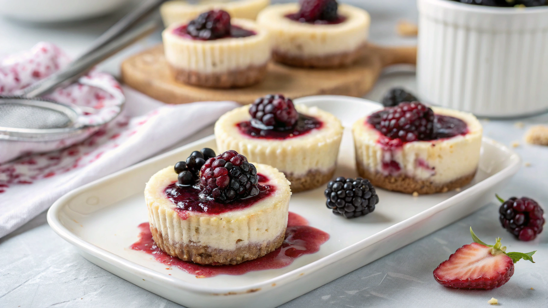 Blackberry Mini Cheesecakes