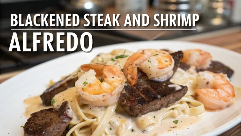 Blackened Steak and Shrimp Alfredo