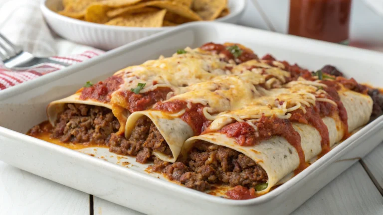 Cheesy 5Ingredient Beef Enchiladas