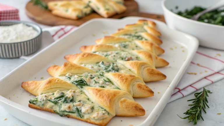 Christmas Tree Spinach Dip Breadsticks
