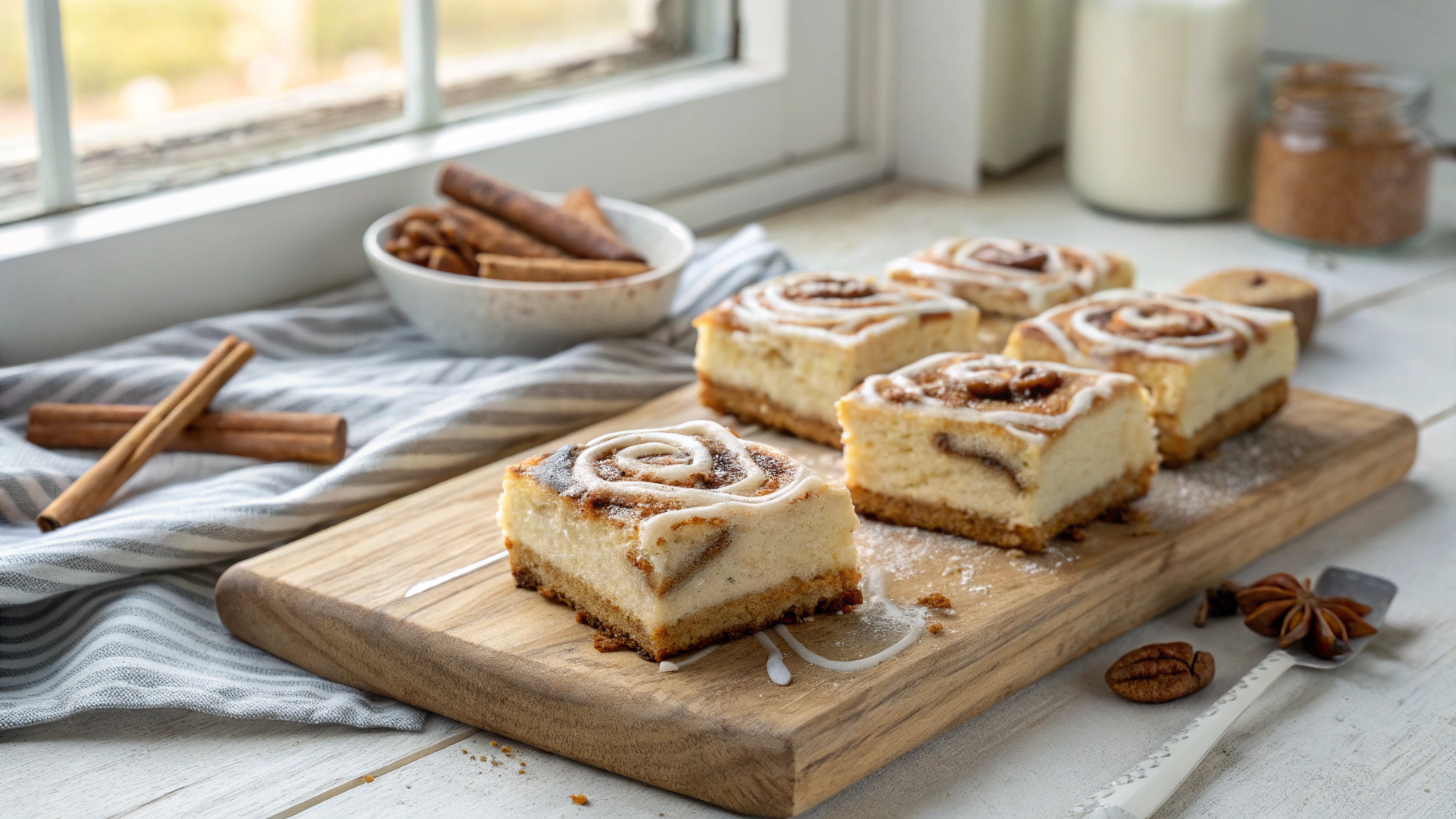 Cinnamon Roll Cheesecake Bars