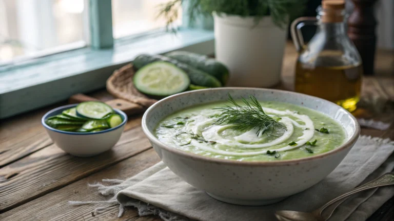 Cold Cucumber Soup with Yogurt and Dill