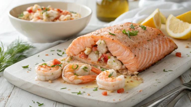 Crab and Shrimp Stuffed Salmon