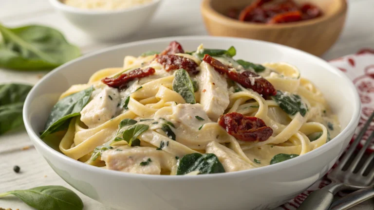 Creamy Chicken Pasta with Spinach and SunDried Tomatoes