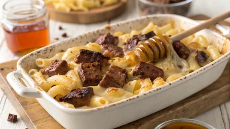 Creamy Honey Buffalo Steak Pasta Bake