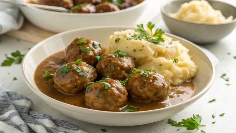 Creamy Slow Cooker Salisbury Steak Meatballs