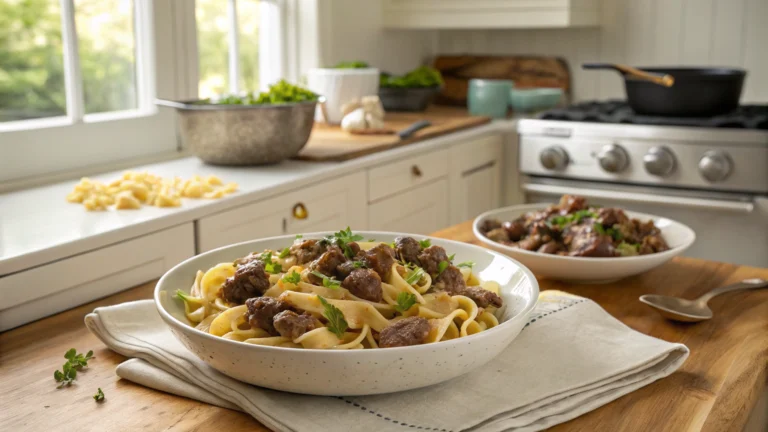 Delicious Garlic Beef Pasta