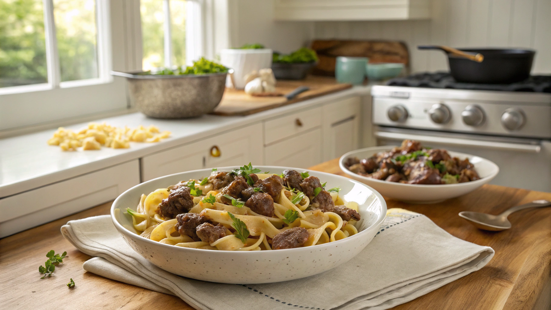 Delicious Garlic Beef Pasta