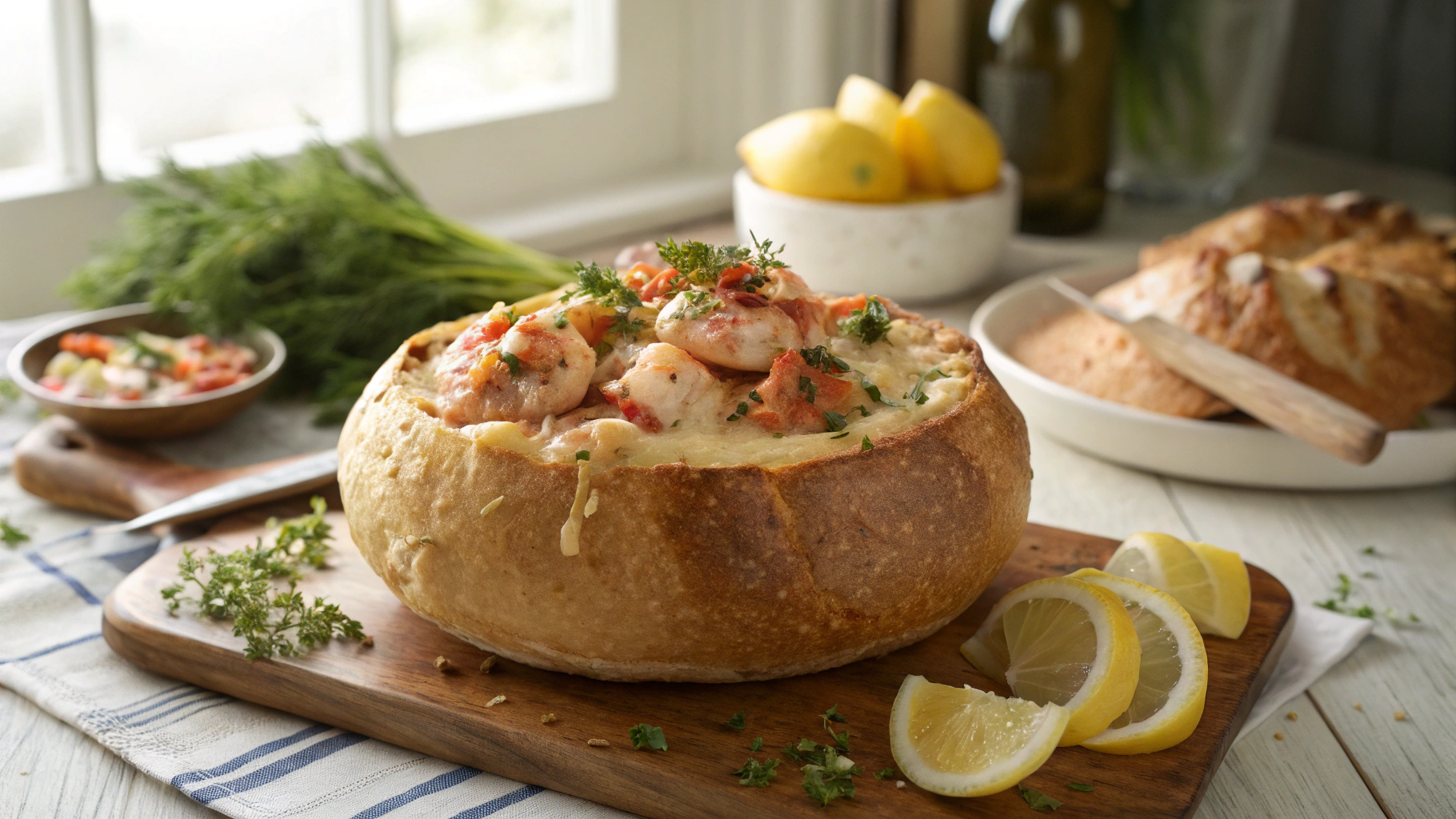 Delightful Stuffed Seafood Bread Bowl