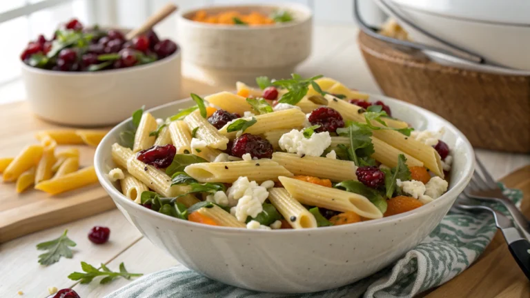 Feta and Cranberry Penne Salad with Orange Vinaigrette