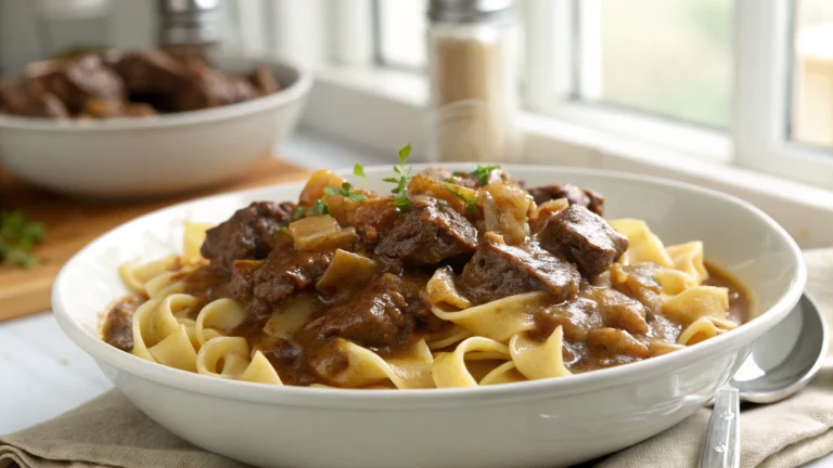 French Onion Beef and Noodles