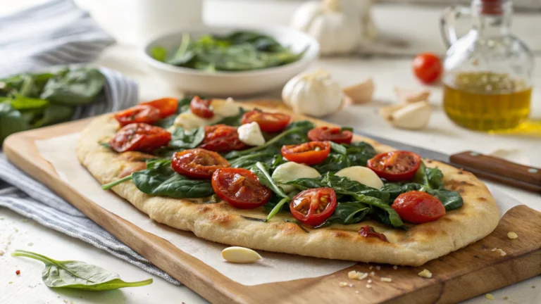 Garlic Roasted Tomato and Spinach Flatbread