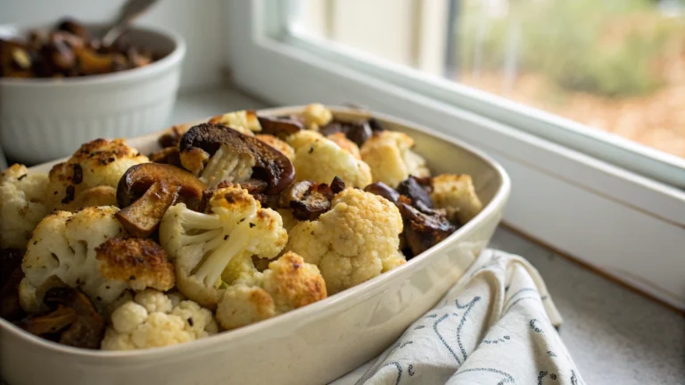 Garlicy Roasted Cauliflower and Mushrooms