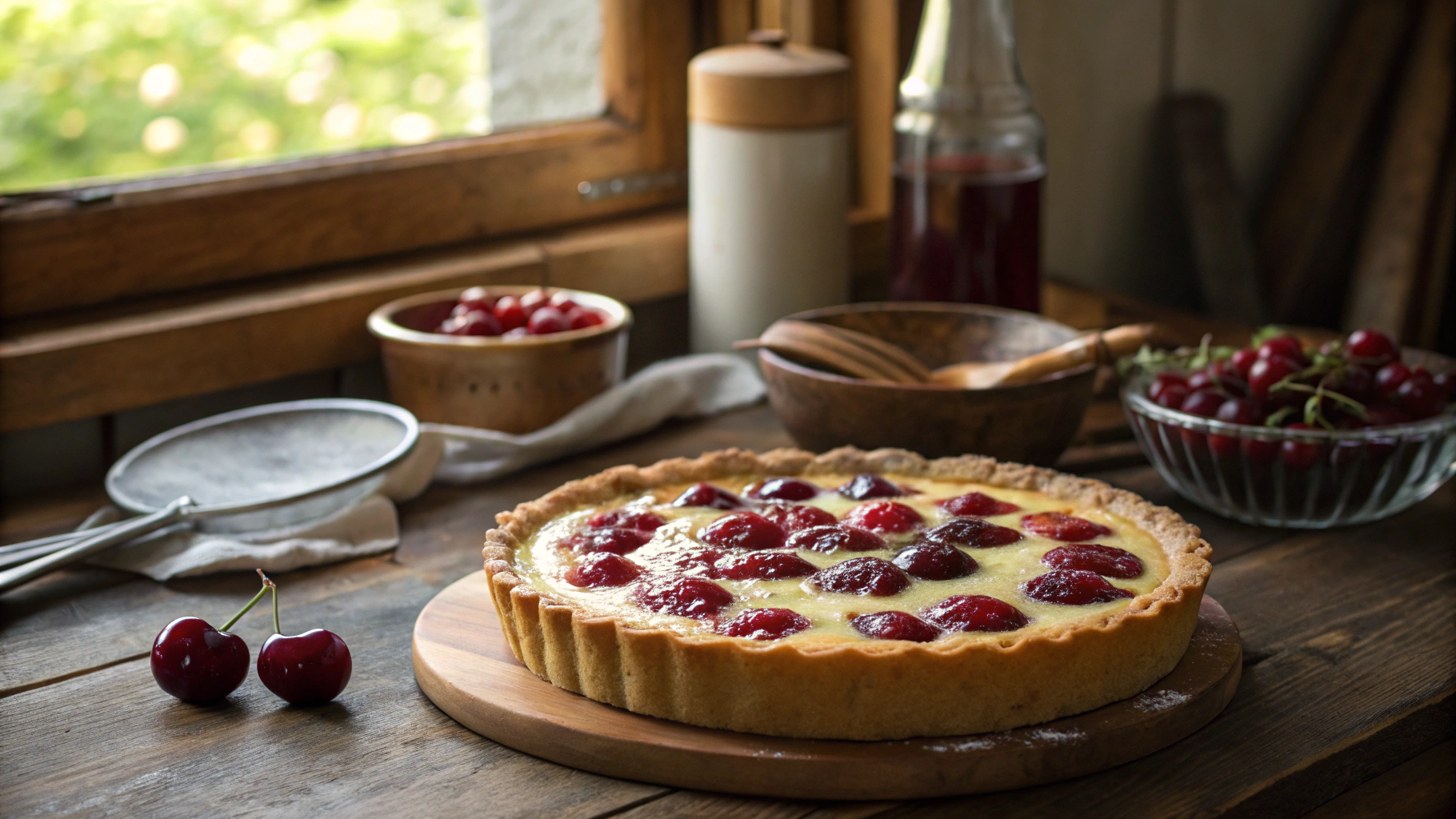 German Cherry Cake Cherry Custard Pie