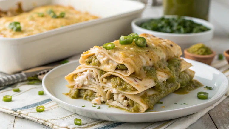 Green Chile Chicken and Cheese Enchiladas