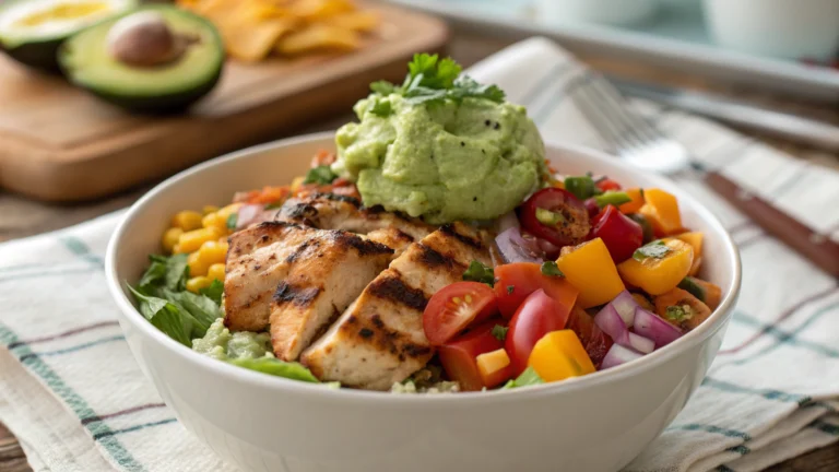 Grilled Chicken Power Bowl with Guacamole and Veggies