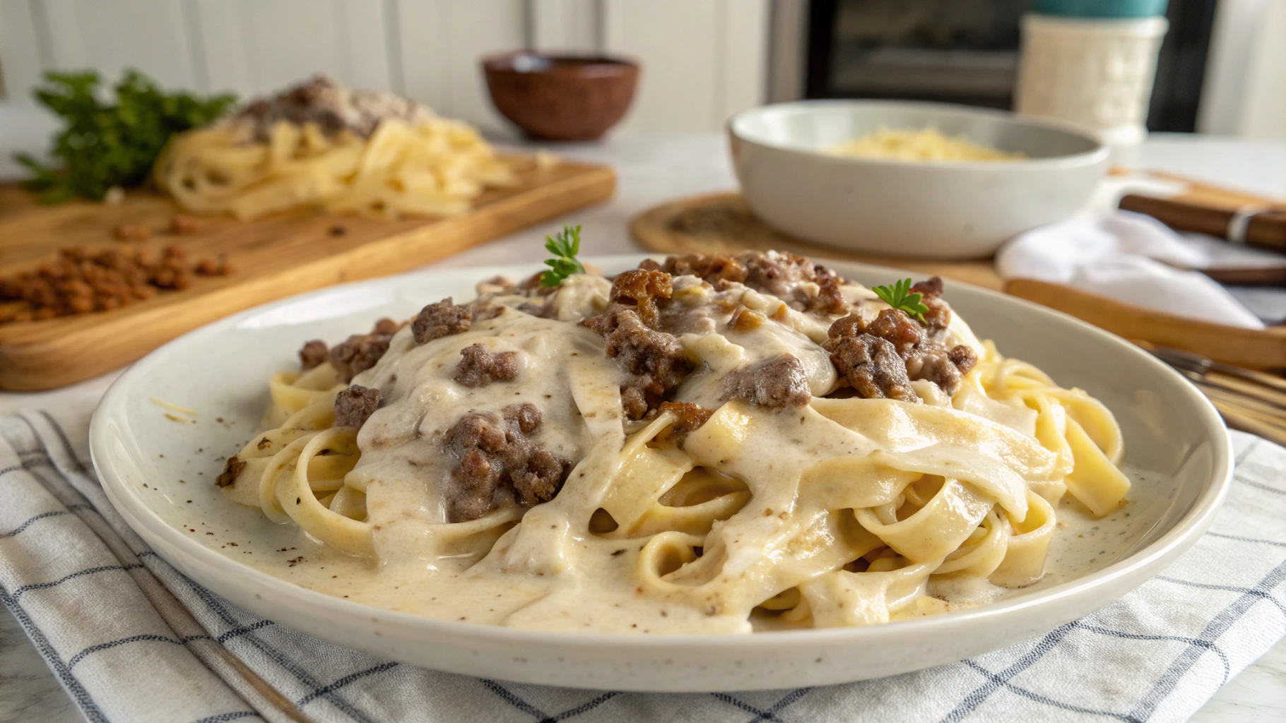 Ground Beef Alfredo
