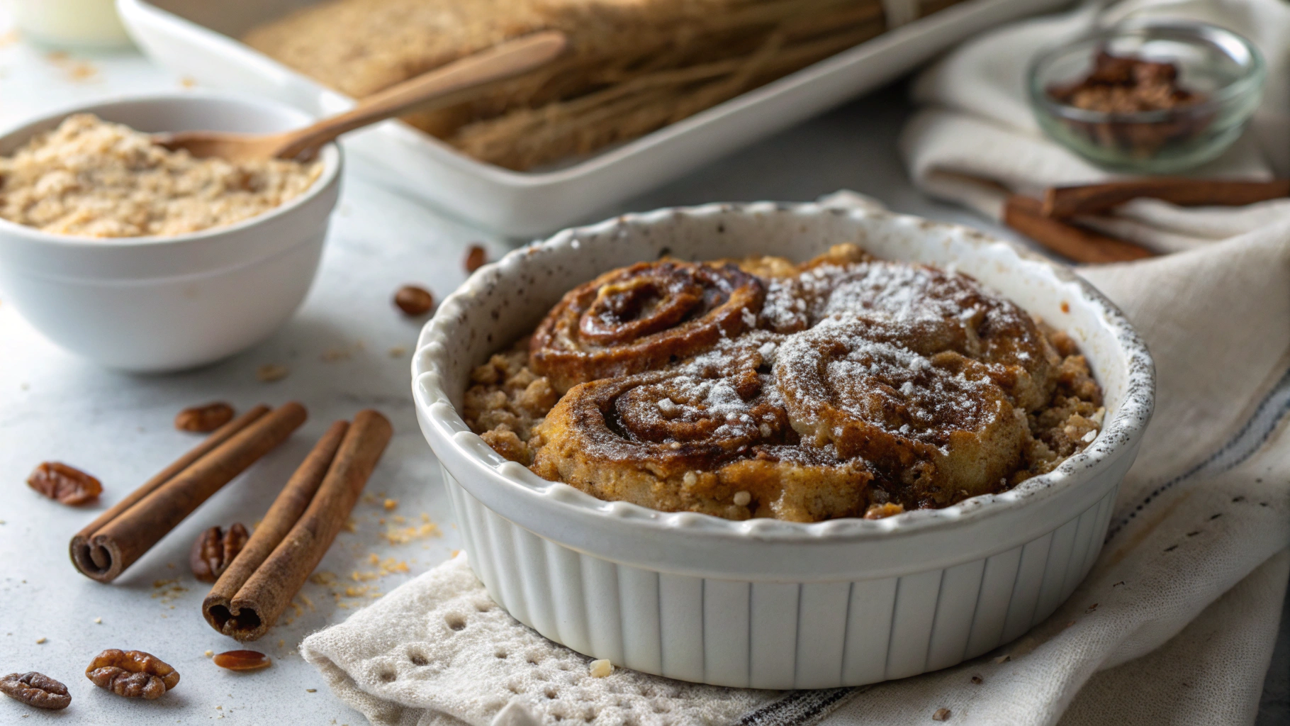 Healthy Sticky Cinnamon Roll Baked Oatmeal