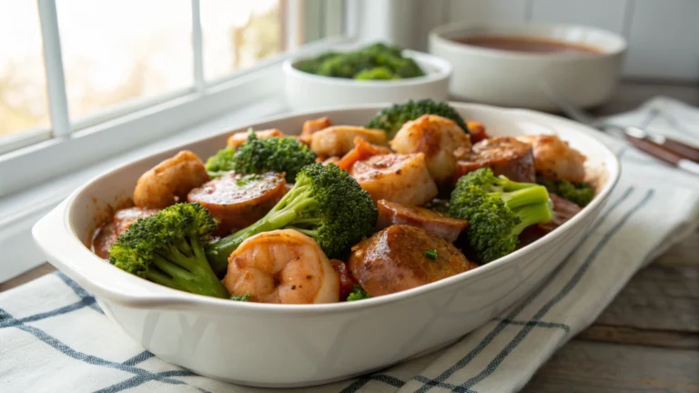 Honey Garlic Shrimp Sausage and Broccoli