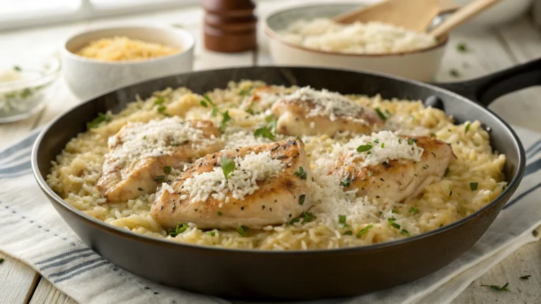 OnePan Creamy Parmesan Chicken and Rice
