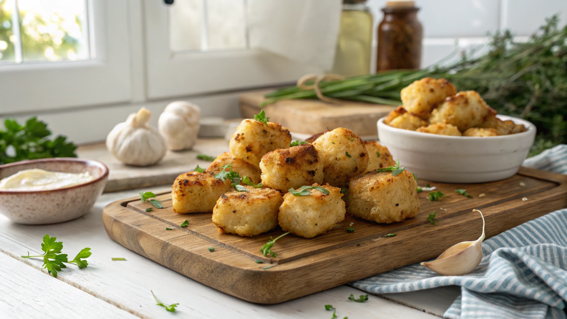 Roasted Garlic Cauliflower Tots