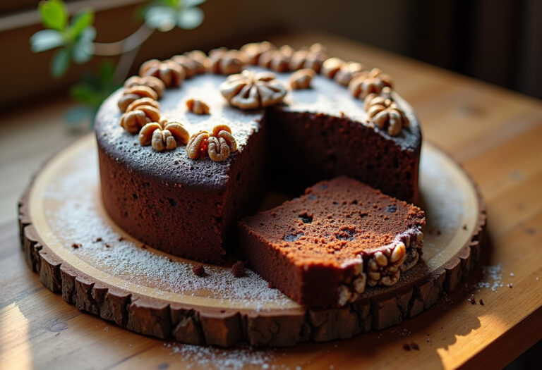 Simple Moist Chocolate Walnut Cake