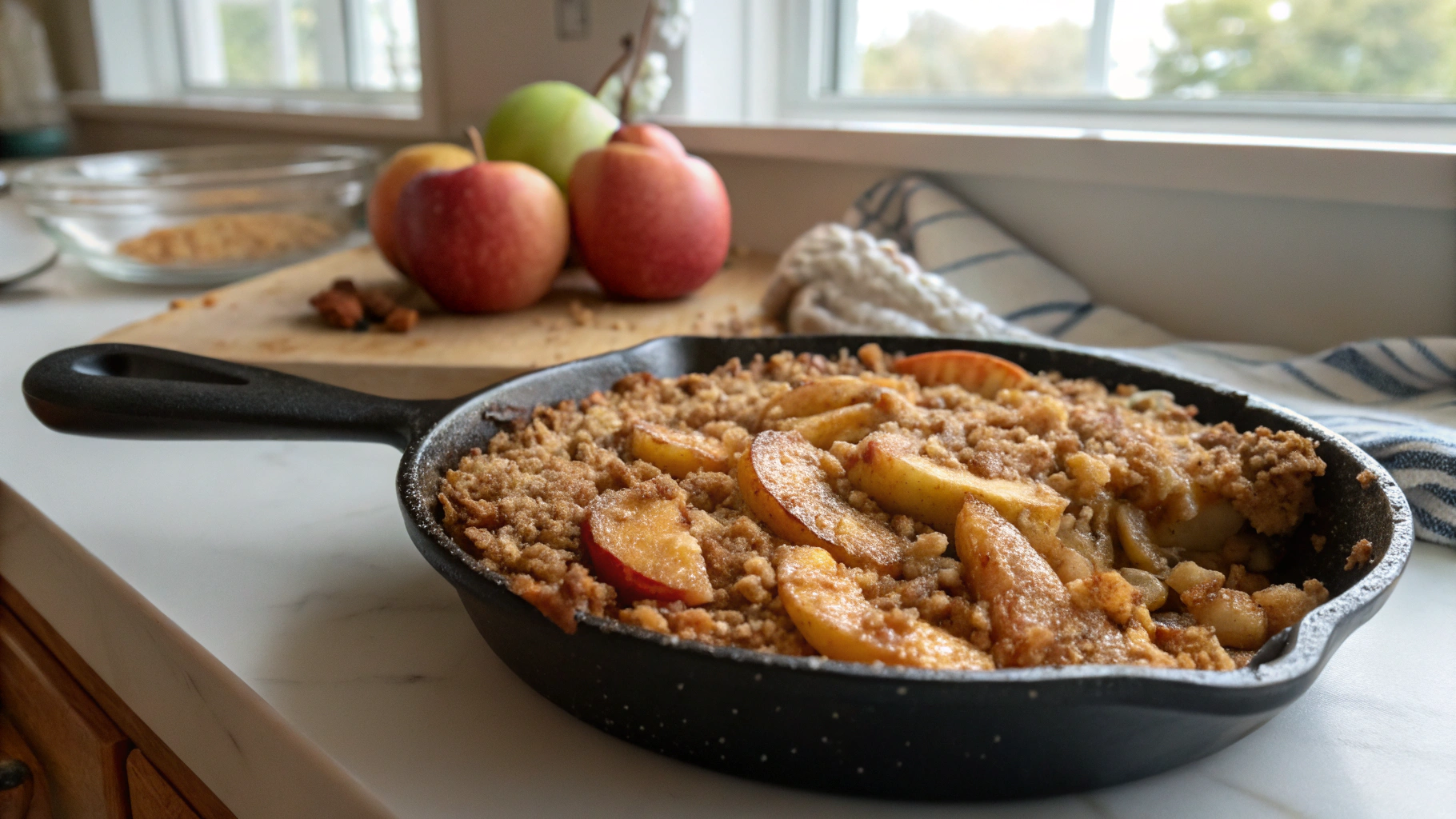 Skillet Apple Crisp with Oatmeal Crumble