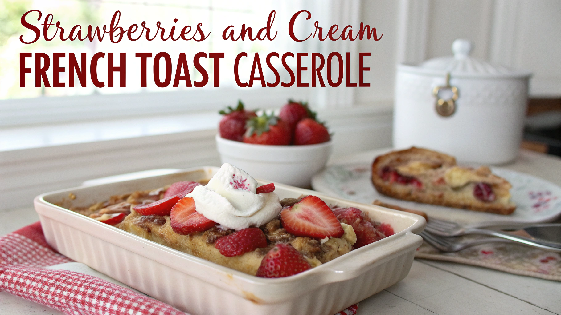 Strawberries and Cream French Toast Casserole