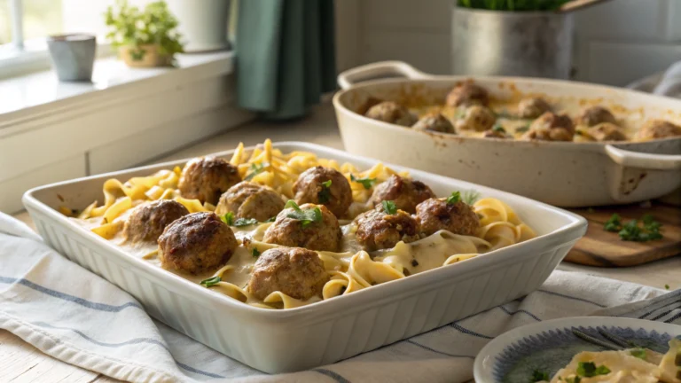 Swedish Meatball Noodle Bake